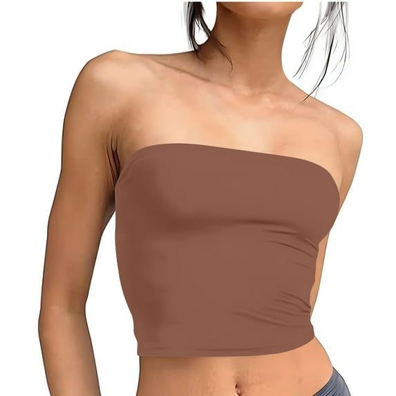 Chbgutlmr Tube Tops for Women Sleeveless Slim Fitted Solid Color Crop Tops Casual Going out Tops Summer Fasion