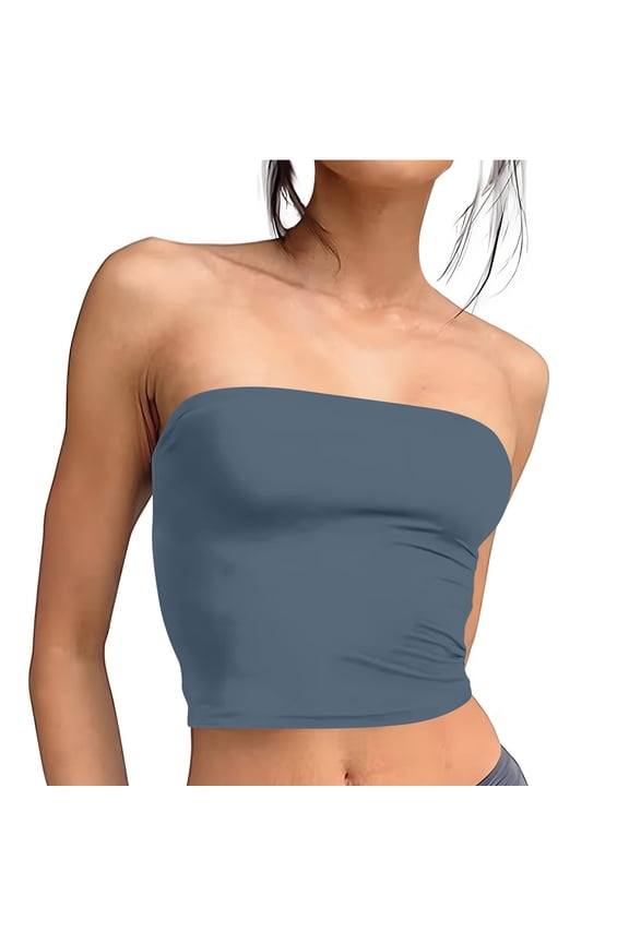 Tube Tops for Women Sleeveless Slim Fitted Solid Color Crop Tops Casual Going out Tops Summer Fasion