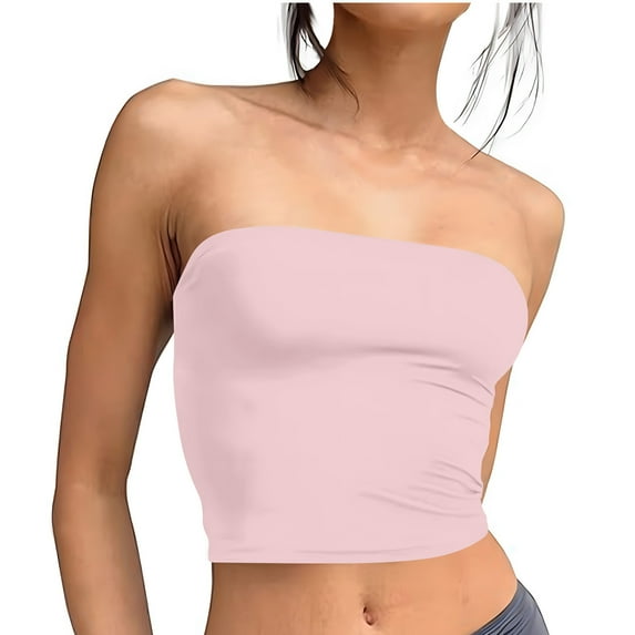 Chbgutlmr Tube Tops for Women Sleeveless Slim Fitted Solid Color Crop Tops Casual Going out Tops Summer Fasion