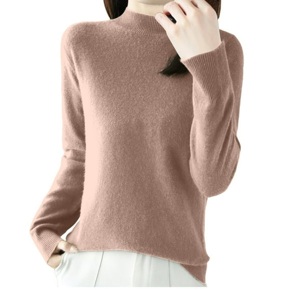 Chbgutlmr Turtleneck Tops for Women Fall Winter Long Sleeve Mock Neck Lightweight Comfy Knitted Sweaters