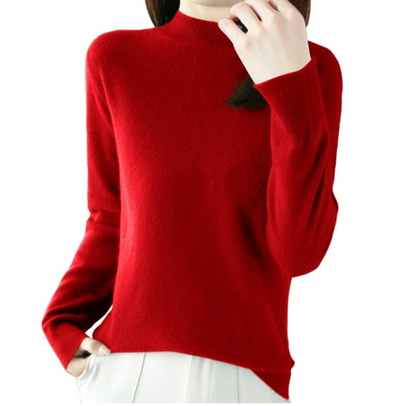Chbgutlmr Turtleneck Tops for Women Fall Winter Long Sleeve Mock Neck Lightweight Comfy Knitted Sweaters