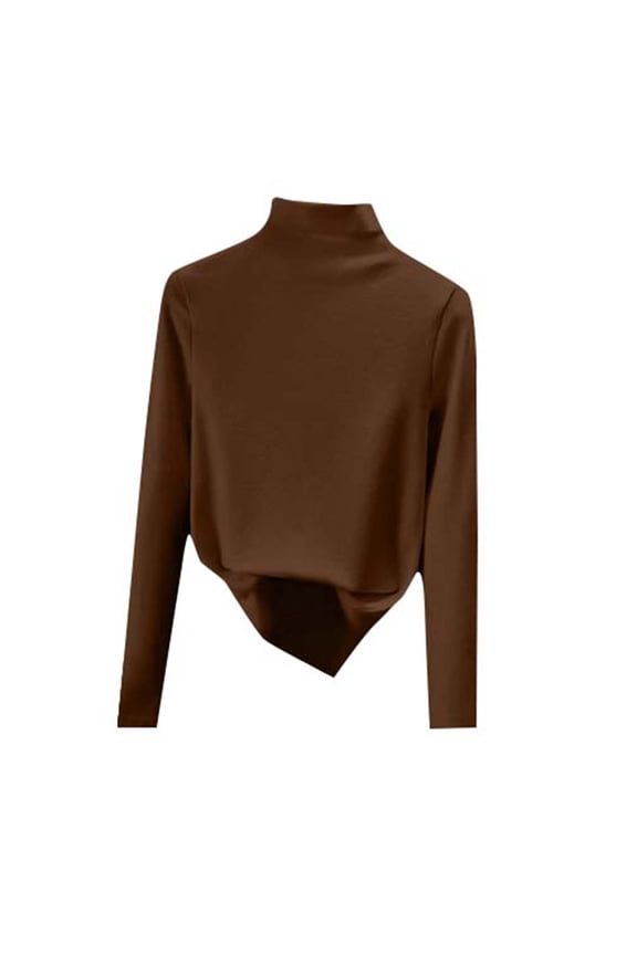 Turtleneck Tops for Women Fall Winter Long Sleeve Thermal Undershirts Solid Color Casual High Neck Tops