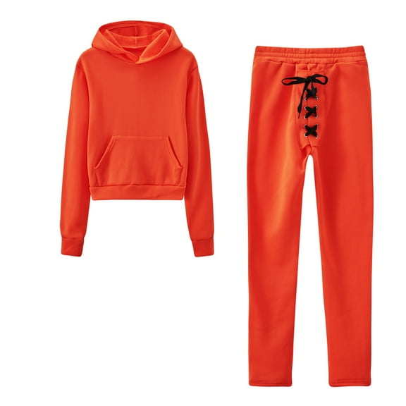 Chbgutlmr Two Piece Outfits for Women Lounge Sets Long Sleeve Hoodies Elastic Waist Cross Front Pants Casual Comfy Fall Set