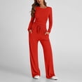 thumbnail image 1 of Chbgutlmr Two Piece Sets for Women Travel Vacation Outfits Long Sleeve Crew Neck Crop Tops Drawstring Elastic Waist Pants Casual Spring Airplane Set, 1 of 7