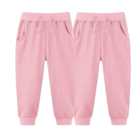 Chbgutlmr Unisex Baby Clothes 2 Pack Sweatpants Kids Boy Girls Solid Color Drawstring Sport Workout Joggers Pants