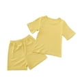 thumbnail image 1 of Chbgutlmr Unisex Baby Clothes 2 Piece Knit Ribbed Sets Kids Crewneck Short Sleeve Tops Shorts Casual Plain Outfits, 1 of 3