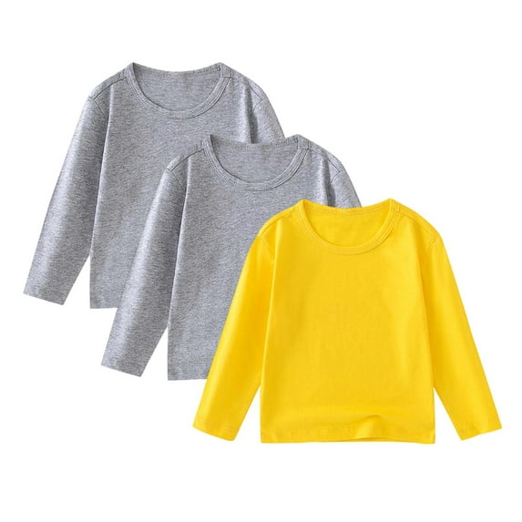 Chbgutlmr Unisex Baby Clothes Long Sleeve 3 Pack Tshirts Kids Boy Girls Fall Crewneck Casual Cotton Blouses Tops