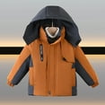 thumbnail image 1 of Chbgutlmr Baby Boys Hooded Jacket with Fleece Lining Long Sleeve Full Zipper Cinch Cuff Color Blocked Coat Casual Warm Winter Tops, 1 of 9