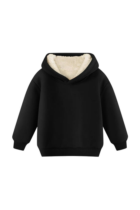Winter Baby Clothes Kids Thick Fleece Hoodies Pullover Tops Warm Comfy Children Sweatshirts