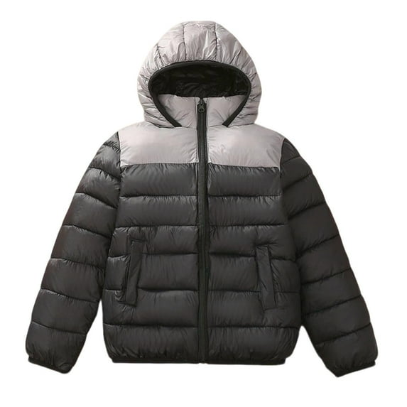 Chbgutlmr Winter Baby Clothes Kids Unisex Hoodies Color Block Quilted Outwear Coats Children Warm Tops
