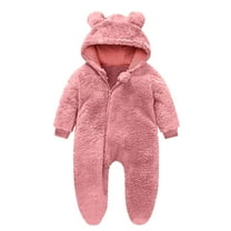 Chbgutlmr Winter Baby Clothes Toddler Boy Girls Hooded Zipper Fuzzy Onesie Newborn Bear Warm Cute Rompers