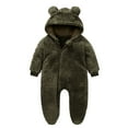 thumbnail image 1 of Chbgutlmr Winter Baby Clothes Toddler Boy Girls Hooded Zipper Fuzzy Onesie Newborn Bear Warm Cute Rompers, 1 of 3