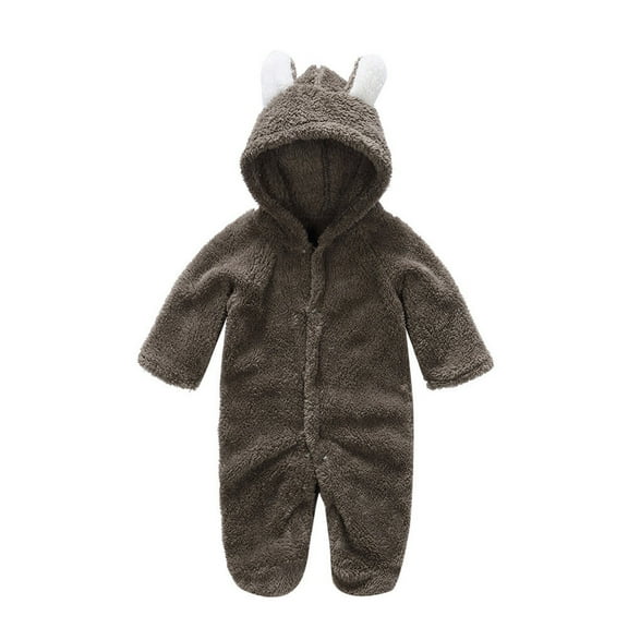 Chbgutlmr Winter Baby Clothes Toddler Boys Girls Fleece Footed Onesie Newborn Hooded Button up Outwear Rompers