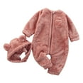 thumbnail image 1 of Chbgutlmr Winter Baby Clothes Toddler Fleece Warm Outwear Jumpsuit Infant Bear Hat Cute Onesie with Pockets, 1 of 7