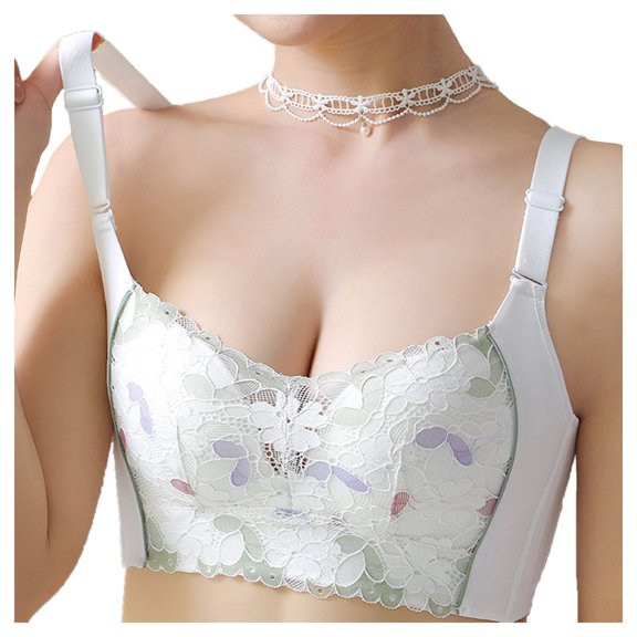 Chbgutlmr Wireless Bras for Women Adjustable Straps Full Coverage Bras Floral Lace Supportive Comfort Bra