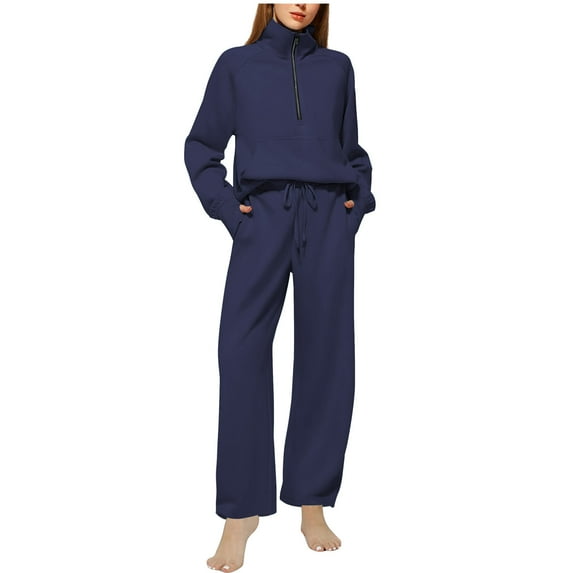 Chbgutlmr Women 2 Piece Outfits Sweatsuit Half Zip Sweatshirt Sweatpants Tracksuit Matching Set