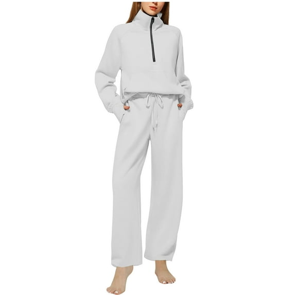 Chbgutlmr Women 2 Piece Outfits Sweatsuit Half Zip Sweatshirt Sweatpants Tracksuit Matching Set