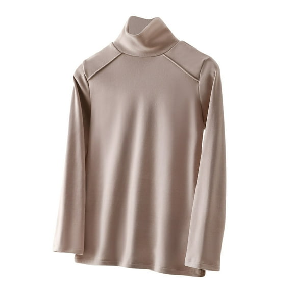 Chbgutlmr Women Long Sleeve Thermal Tops High Neck Fleece Undershirts Basic Layer Tees Fall Winter Clothes