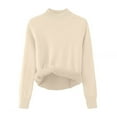 thumbnail image 1 of Chbgutlmr Women Sweaters Long Sleeve High Neck Lightfleece Lined Loose Warm Comfy Pullover Fall Winter Plain Sweater, 1 of 2