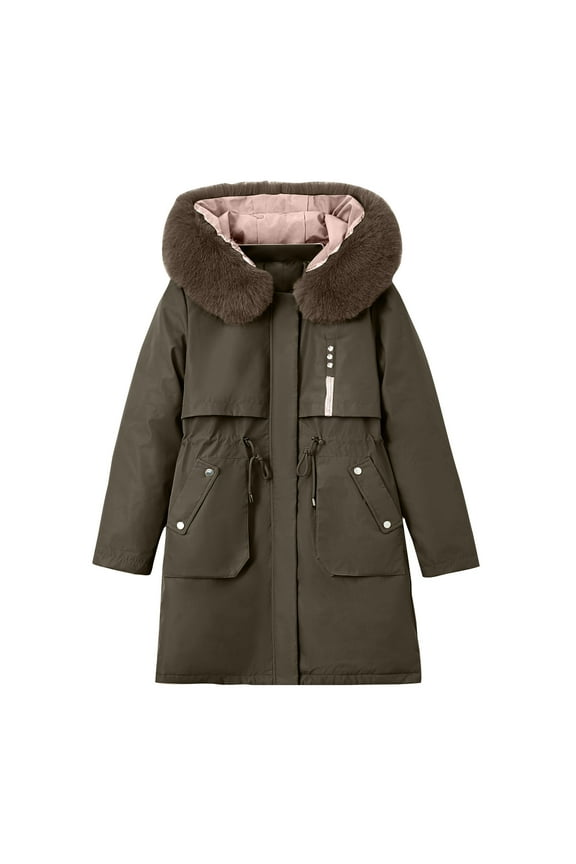 Women Winter Coat Zip up Hooded Puffer Jacket Warm Thicken Padded Parka Overcoat Plus Size