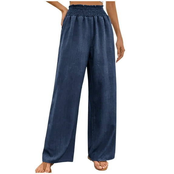 Chbgutlmr Women's Casual Pants Wide Leg High Waisted Pants Workout Straight Leg Long Trousers with Pockets