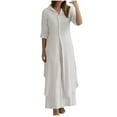 thumbnail image 1 of Chbgutlmr Women's Cotton Linen 2 Piece Sets Long Sleeve Maxi Shirt Dress Wide Leg Pants Lounge Business Sets Plus Size, 1 of 6