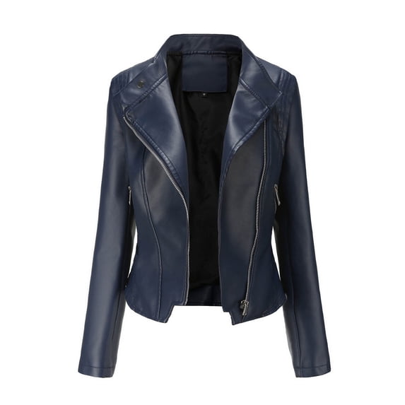 Chbgutlmr Women's Leather Jacket Full Zipper Cropped Jackets Motorcycle Biker Outdoor Short Coat