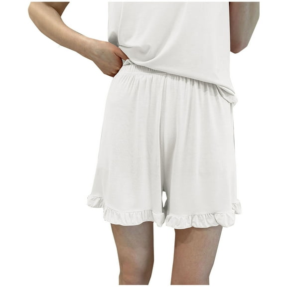 Chbgutlmr Women's Pajama Shorts Elastic Waist Straight Leg Knee Length Lounge Shorts Casual Comfy Summer Sleepwear Shorts
