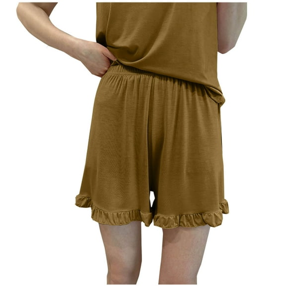 Chbgutlmr Women's Pajama Shorts Elastic Waist Straight Leg Knee Length Lounge Shorts Casual Comfy Summer Sleepwear Shorts