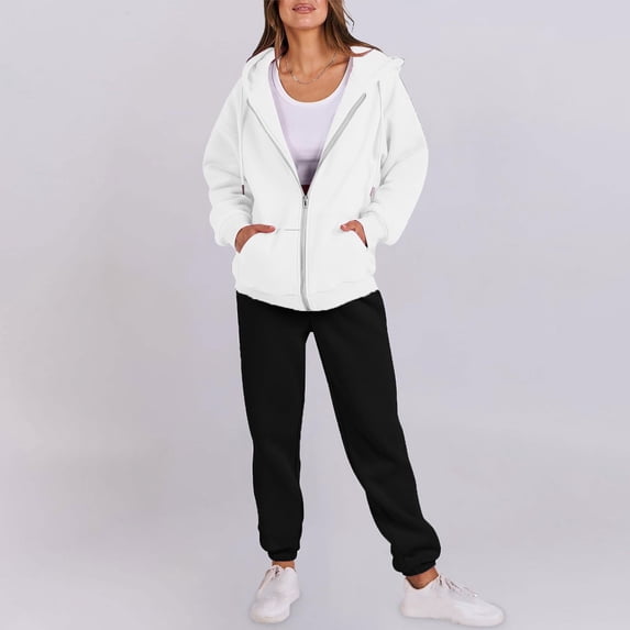 Chbgutlmr Womens 2 Piece Outfits Lounge Hoodie Sweatsuit Long Sleeve Full Zipper Jackets Elastic Waist Cinch Bottom Joggers Casual Fall Workout Set