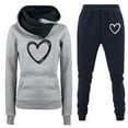 thumbnail image 1 of Chbgutlmr Womens 2pc Sweatsuits Heart Printed Graphic Outfits Long Sleeve Hoodies Drawstring Joggers Casual Spring Tracksuits, 1 of 2