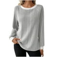 thumbnail image 1 of Chbgutlmr Womens Blouses Knitted Ribbed Color Block Crewneck Long Sleeve Shirts Loose Comfy Fall Winter Tops, 1 of 5