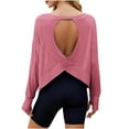 thumbnail image 1 of Chbgutlmr Womens Blouses Long Sleeve Casual Comfy Workout Tops Crewneck Thumbhole Backless Trendy Shirts, 1 of 8