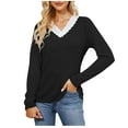thumbnail image 1 of Chbgutlmr Womens Blouses Long Sleeve Soft Comfy Shirts Fall Lace V Neck Dressy Casual Loose Tops Trendy, 1 of 5