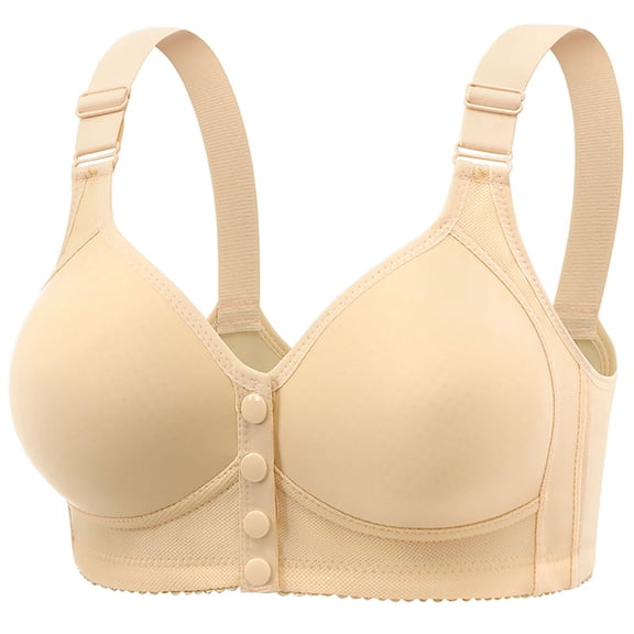 Chbgutlmr Womens Bras No Underwire Wide Strap Adjustable Front Closure Button Full Support Seniors Bras