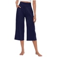 thumbnail image 1 of Chbgutlmr Womens Capri Pants High Waisted Loose Cropped Summer Casual Straight Leg Yoga Pants Pockets, 1 of 9
