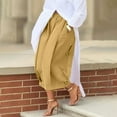 thumbnail image 1 of Chbgutlmr Womens Capri Pants Wide Leg Elastic Waist Pleated Front Capris Casual Loose Summer Trendy Dressy 3/4 Length Pants, 1 of 9