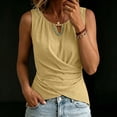 thumbnail image 1 of Chbgutlmr Womens Cotton Linen Tank Tops Sleeveless Notch Neck Cross Front Irregular Hem Ruched Crop Top Casual Summer Fitted Blouse Tops, 1 of 7