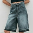 thumbnail image 1 of Chbgutlmr Womens Denim Shorts High Waited Wide Leg Knee Length Culottes Shorts Casual Loose Summer Trendy Shorts, 1 of 5