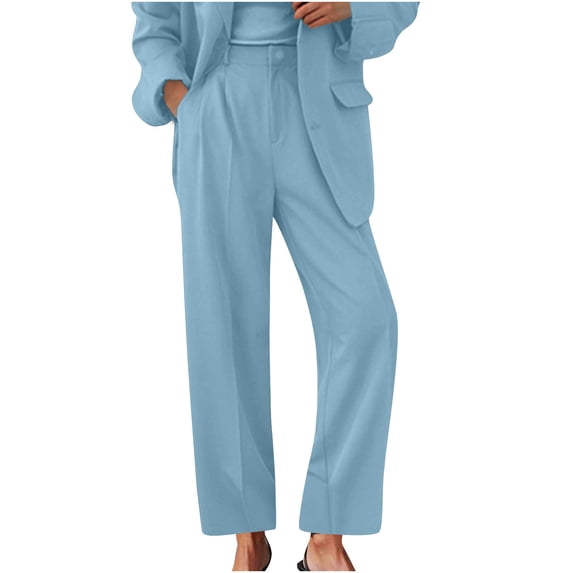Chbgutlmr Womens Dress Pants Pleated Elastic Waisted Loose Formal Straight Leg Business Work Trousers