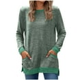 thumbnail image 1 of Chbgutlmr Womens Fall Tops Crewneck Loose Comfy Color Block Long Sleeve Shirts Casual Stylish Blouses Pockets, 1 of 6