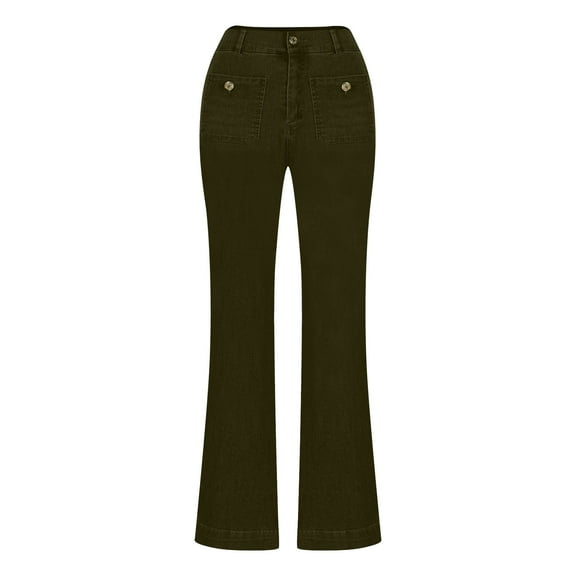 Chbgutlmr Womens Jeans Pants High Waist Button Stretch Casual Flare Leggings Denim Trousers with Pockets