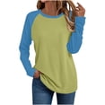 thumbnail image 1 of Chbgutlmr Womens Long Sleeve Tops Color Block Raglan Crewneck Loose Comfy Casual Blouses Fall Basic Shirts, 1 of 5