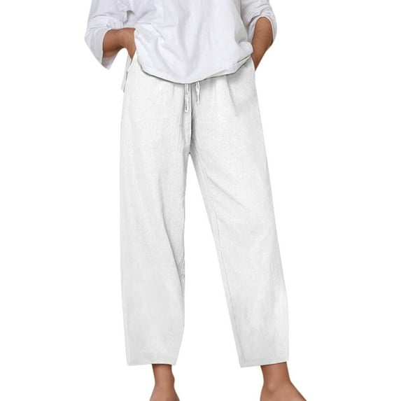 Chbgutlmr Womens Lounge Pants Plus Size Loose Casual Solid Color Elastic Waisted Drawstring Trousers