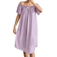 thumbnail image 1 of Chbgutlmr Womens Nightgown with Built in Bra off the Shoulder Ruffle Bow Cute Pajamas Dress Short Sleeve Casual Comfy Nighty, 1 of 8
