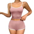 thumbnail image 1 of Chbgutlmr Womens Pajama Sets Crewneck Slim Cropped Camisole Tops and Shorts Ribbed Stretchy Loungewear Outfits, 1 of 3