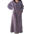 thumbnail image 1 of Chbgutlmr Womens Pajamas Winter Fleece Warm Nightgown Crew Neck Long Sleeve Textured Loose Comfy Homewear Dress with Pockets, 1 of 4