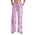 thumbnail image 1 of Chbgutlmr Womens Pants Elastic Waist Drawstring High Rise Straight Leg Heart Printed Pants Casual Comfy Loose Loungewear Pants, 1 of 5