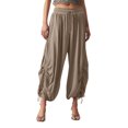 thumbnail image 1 of Chbgutlmr Womens Pants Elastic Waisted Comfy Baggy Side Drawstring Casual Cropped Trousers Summer Fashion, 1 of 7