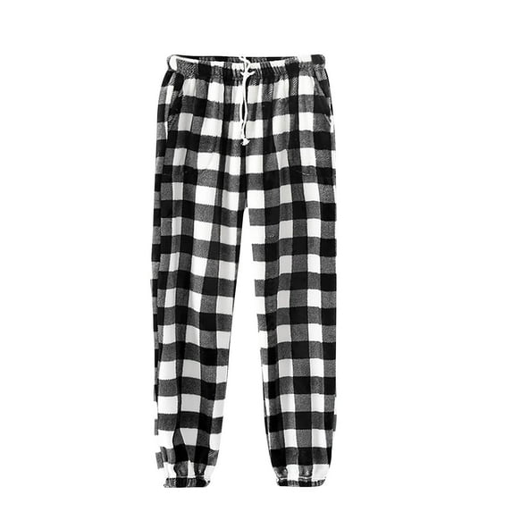 Chbgutlmr Womens Pants Fleece Flannel Pajamas Pants Drawstring Loose Comfy Warm Plaid Sleepwear Trousers